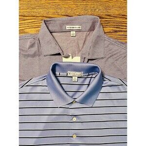 Peter Millar Polo Shirt Mens Large Stripe Plaid Summer Comfort Golf Bundle of 2